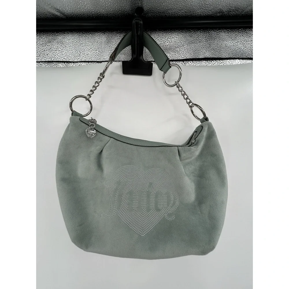 Juicy Couture Queen Couture Hobo Shoulder Bag Green Chain Handle Y2K‎ Style
